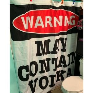 CafePress May Contain Vodka Shower Curtain (769898806) Open Pkg FS Bnfts Charity